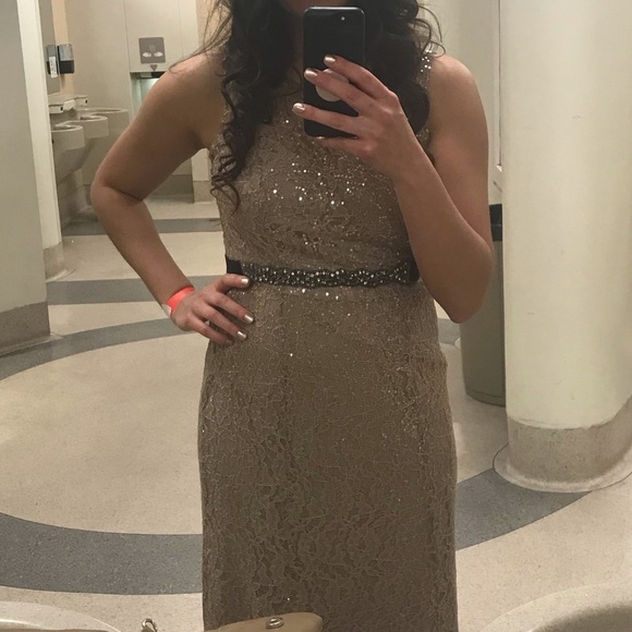 Ignite Sequin Lace Taupe Ball Gown - Picture 2 of 7